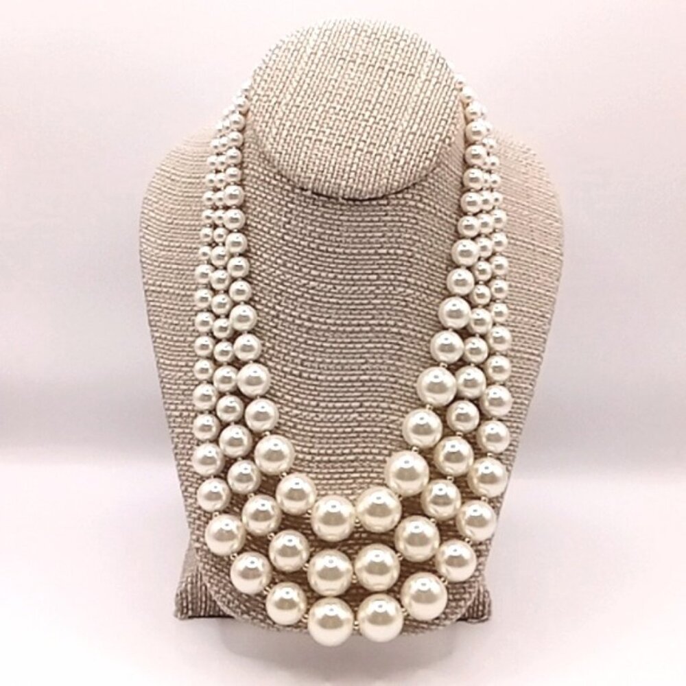 Womens Charter Club Layered With Graduating Faux Pearls Necklace
